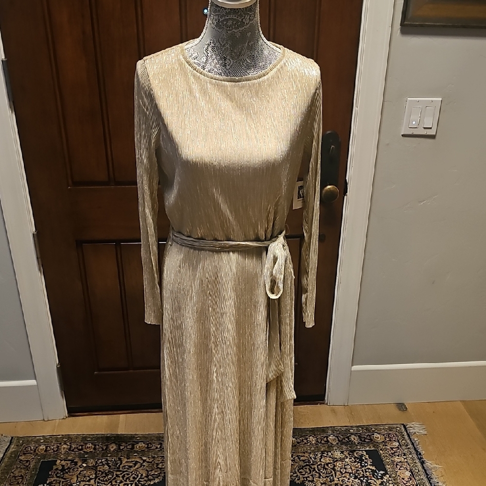 Anne Klein Gold Long Sleeve Dress